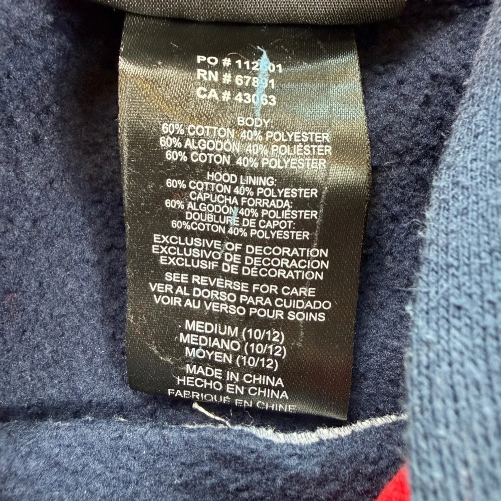 New England Patriots Youth M 10/12 Hoodie Navy Logo Sweatshirt NFL Team Apparel